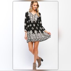 Bohemian Chic Black and White Floral Dress